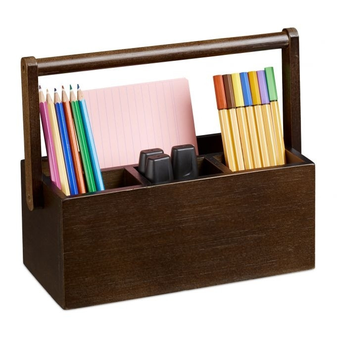 Porta-canetas de bambu com alça