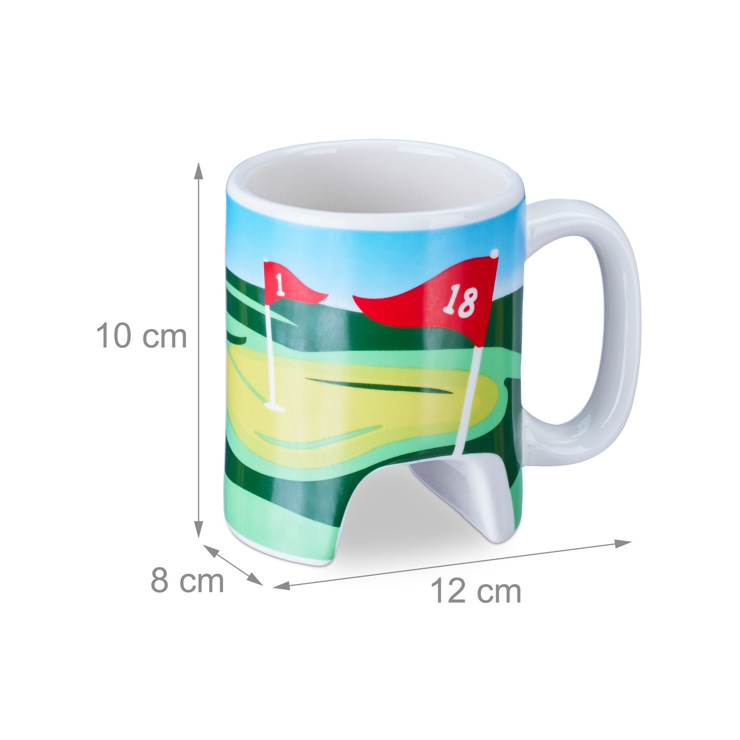 Caneca de golfe com taco