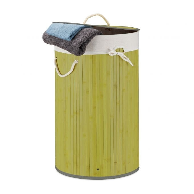Cesto de roupa redondo de bambu