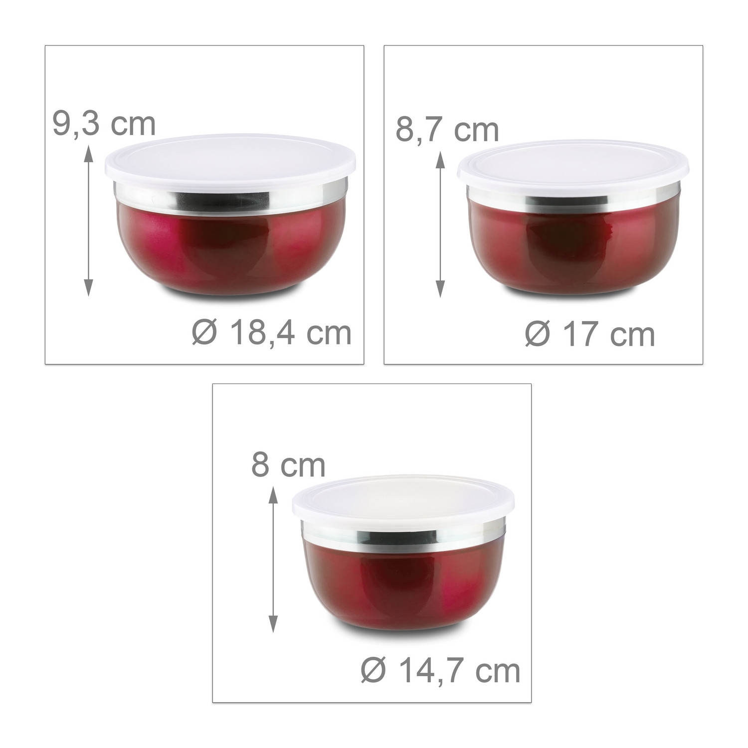 Ensemble de bols avec couvercle 3 pièces