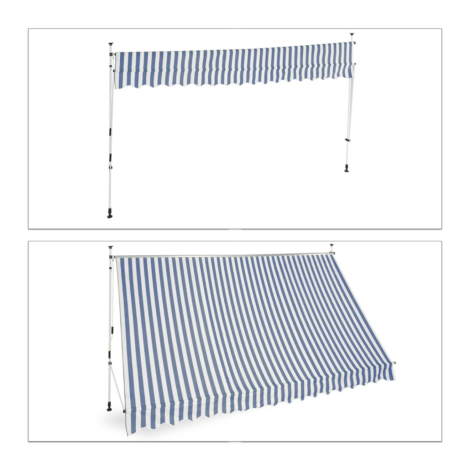 Toldo de varanda azul/branco