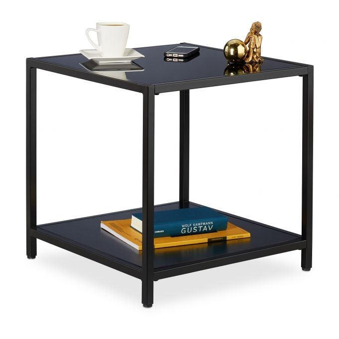 Table d'appoint en verre noir