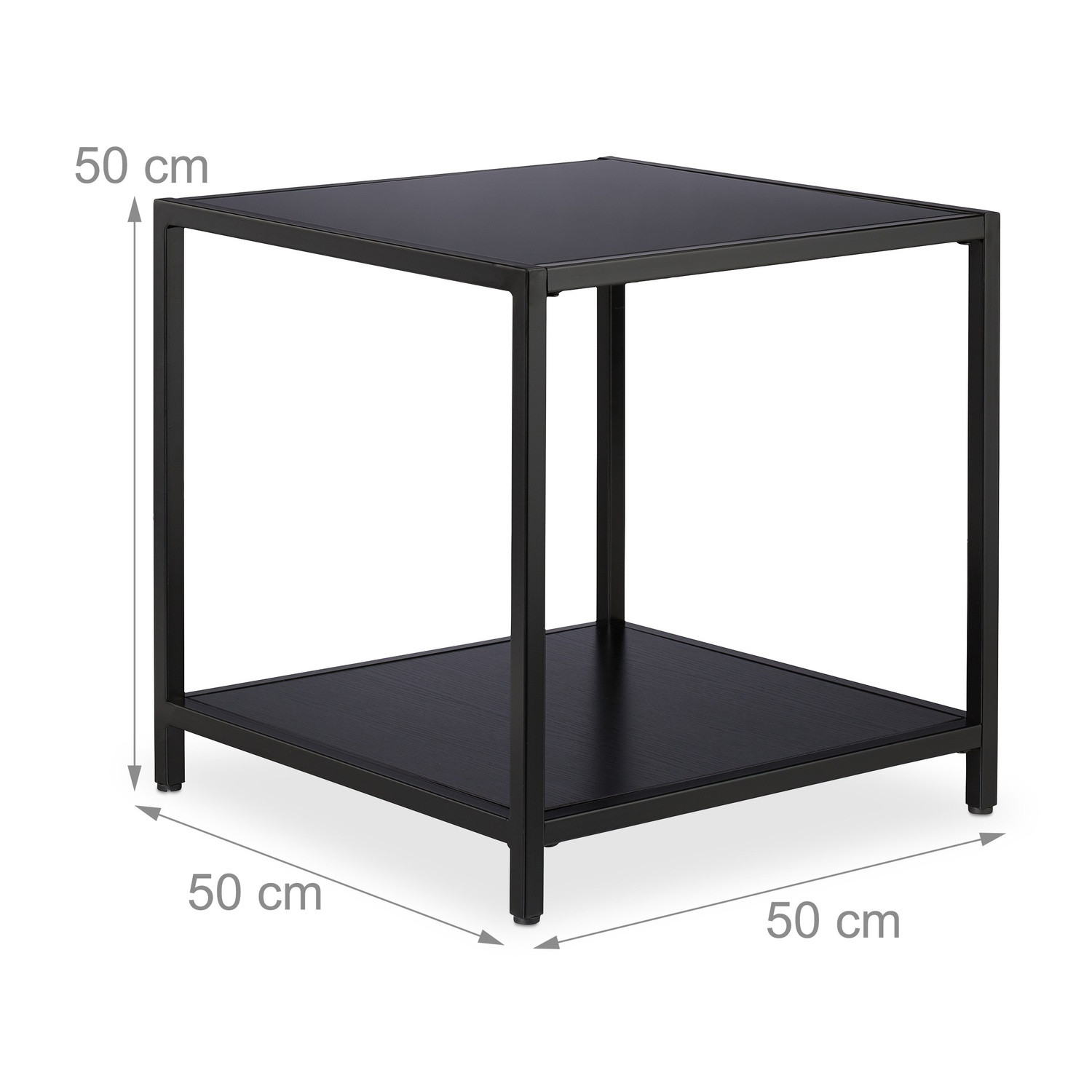 Mesa lateral com vidro preto
