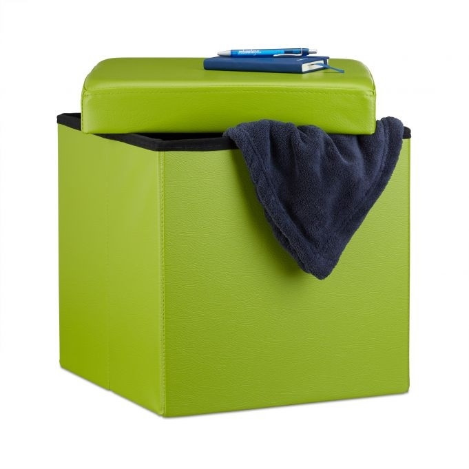 Taburete plegable de cuero artificial