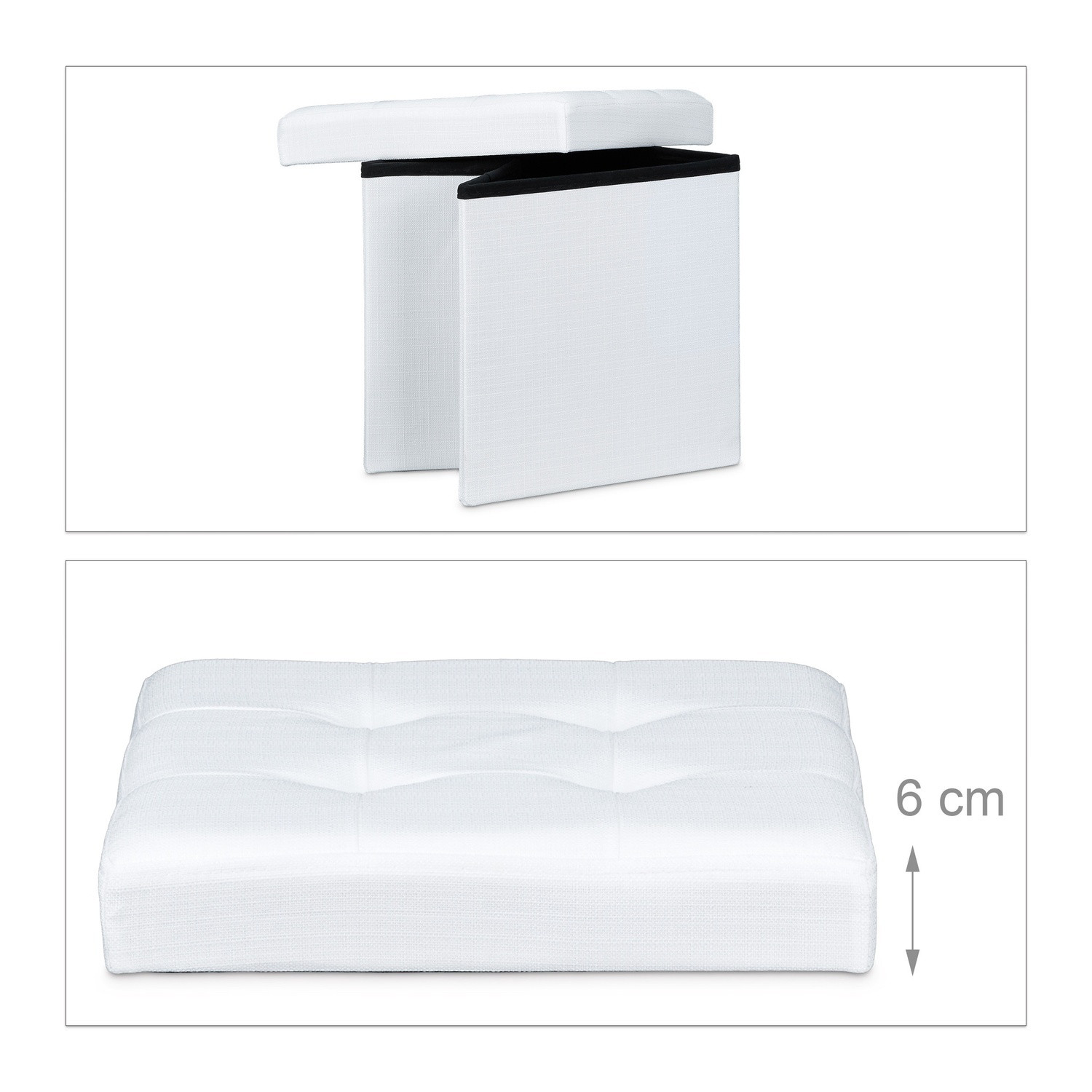 Collapsible stool with linen fabric storage