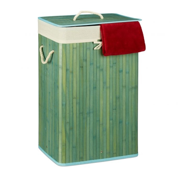 Panier à linge d'angle en bambou