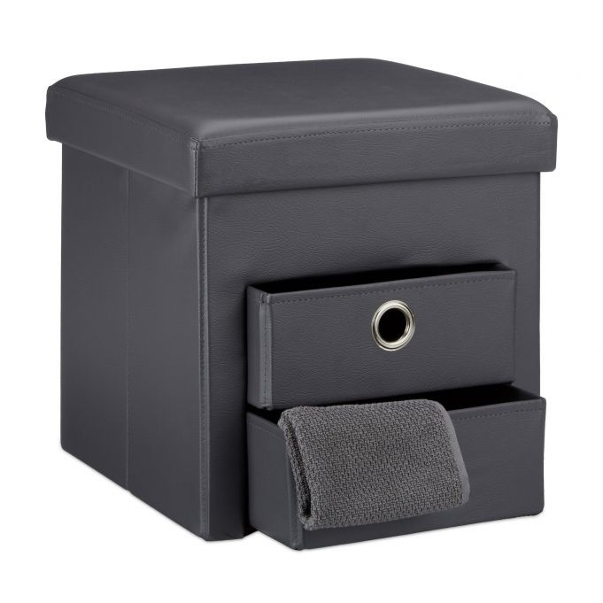 Tabouret en simili cuir avec 2 compartiments