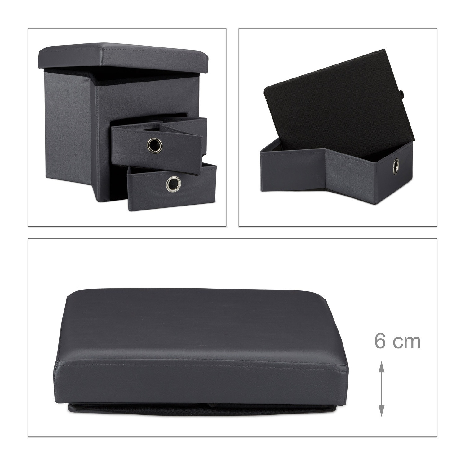 Tabouret en simili cuir avec 2 compartiments