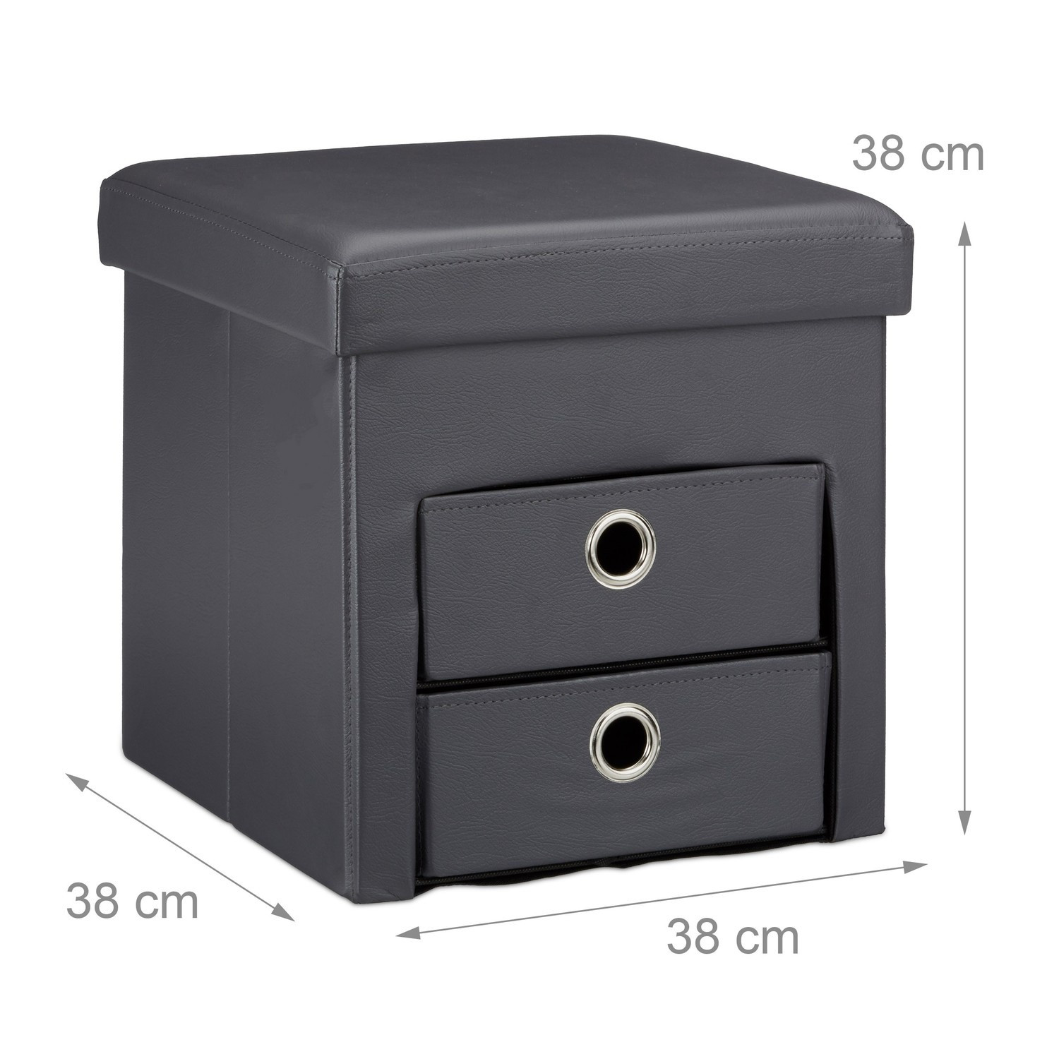 Tabouret en simili cuir avec 2 compartiments