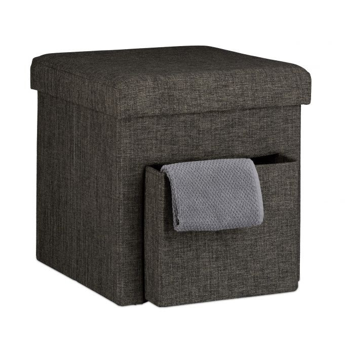 Taburete plegable de lino con compartimento