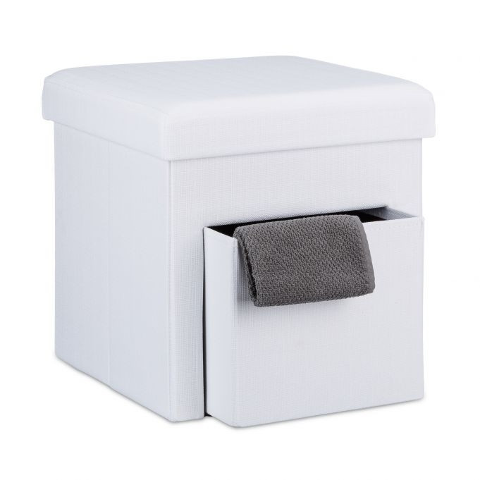 Taburete plegable de lino con compartimento