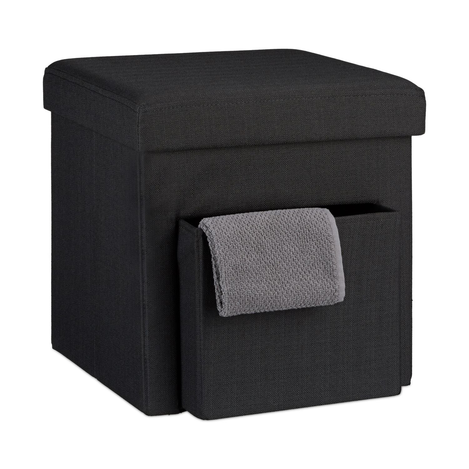 Taburete plegable de lino con compartimento