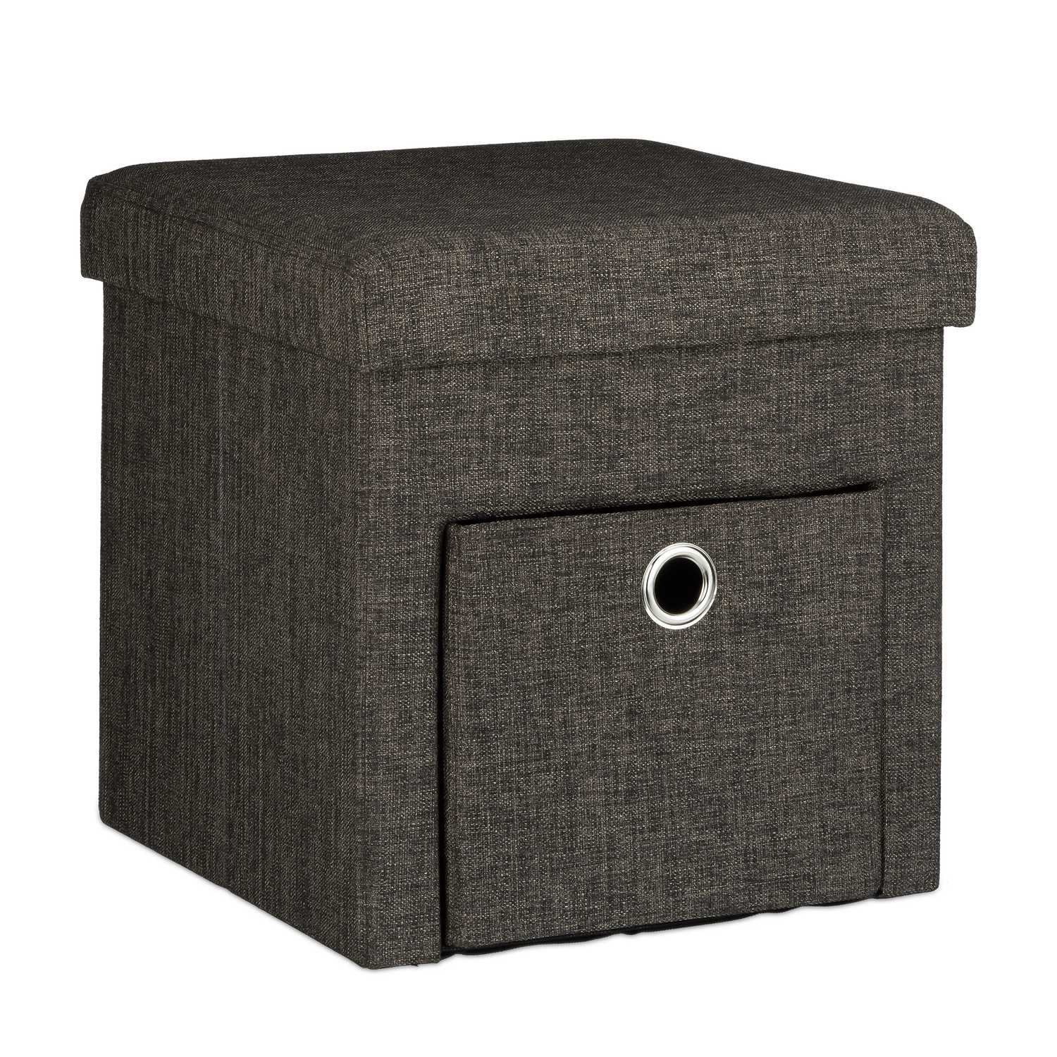 Taburete plegable de lino con compartimento