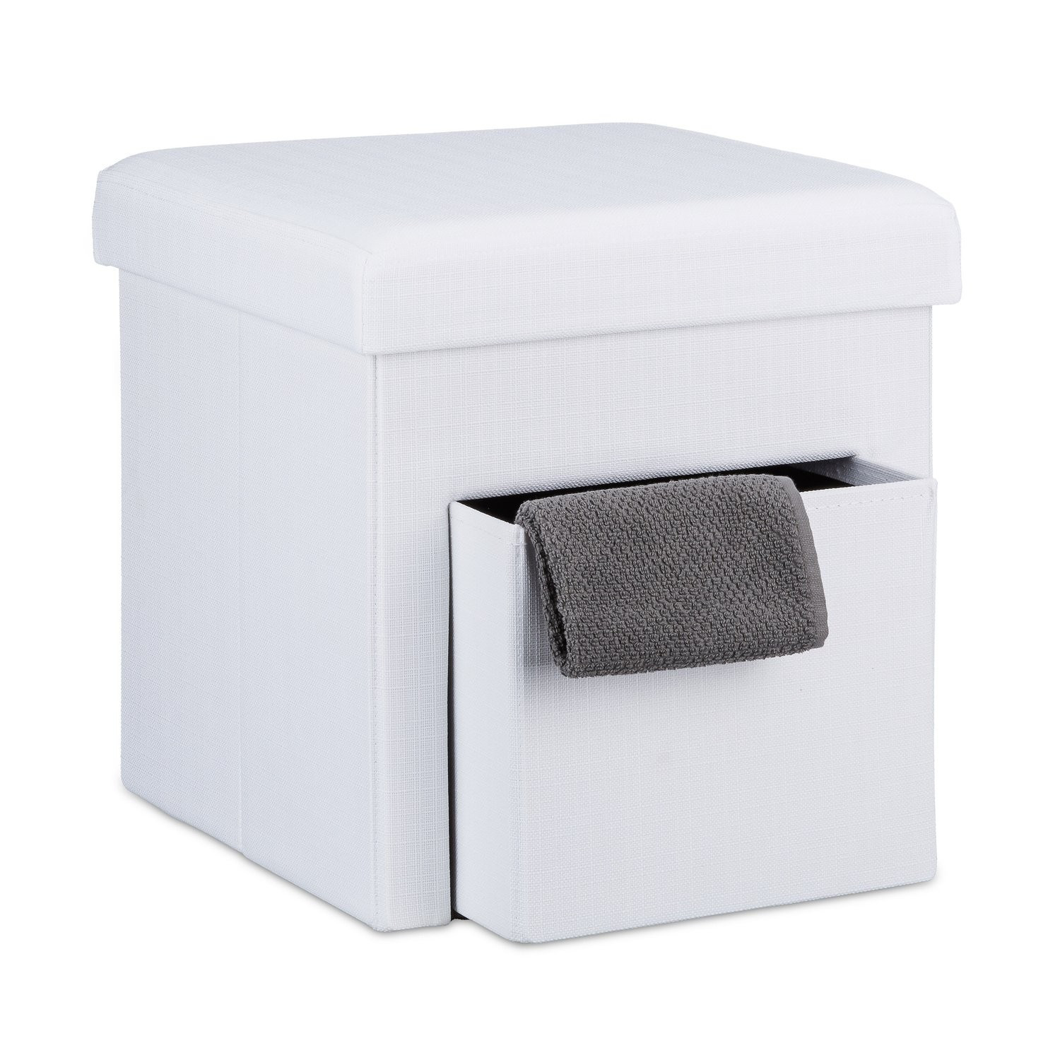 Taburete plegable de lino con compartimento