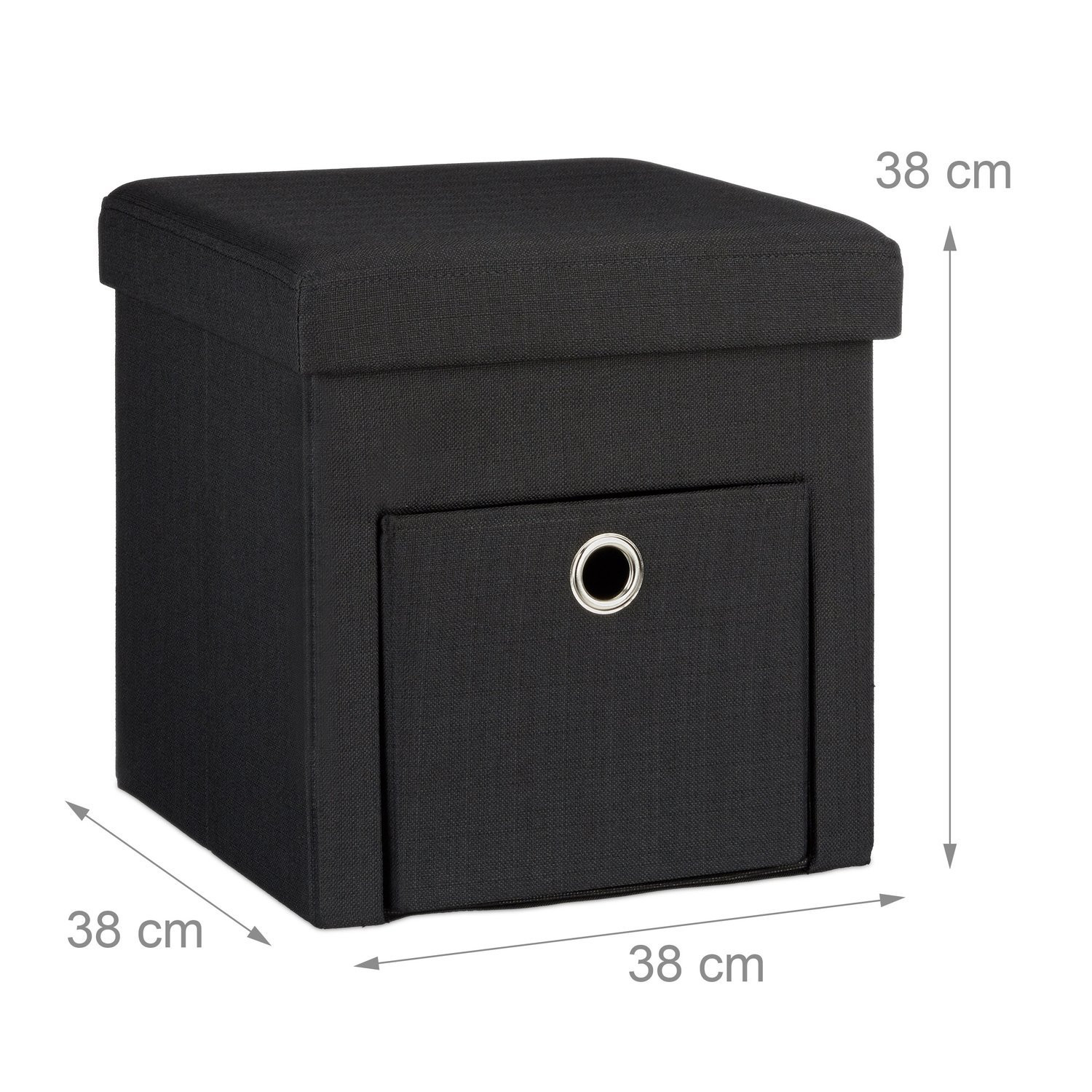 Taburete plegable de lino con compartimento