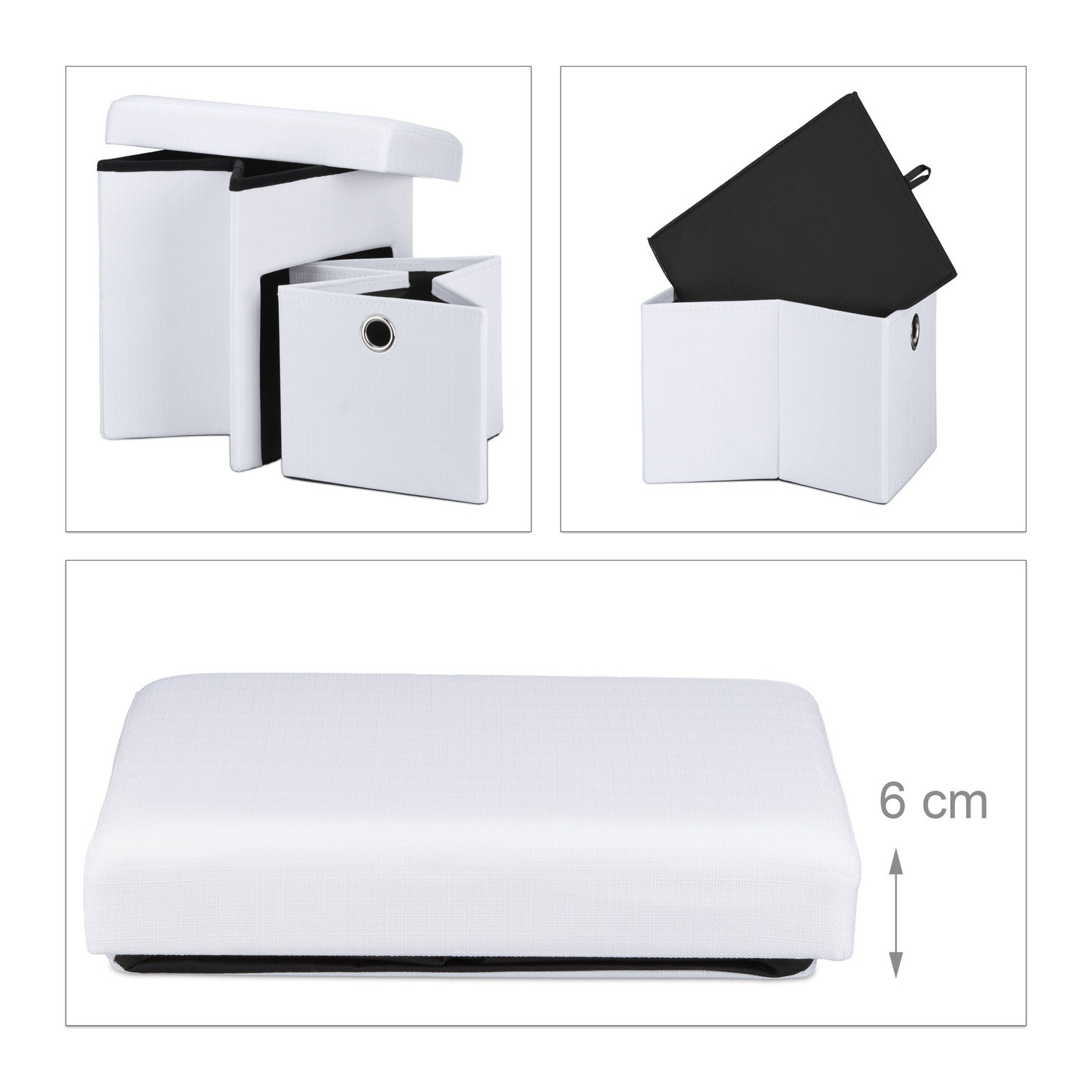Taburete plegable de lino con compartimento