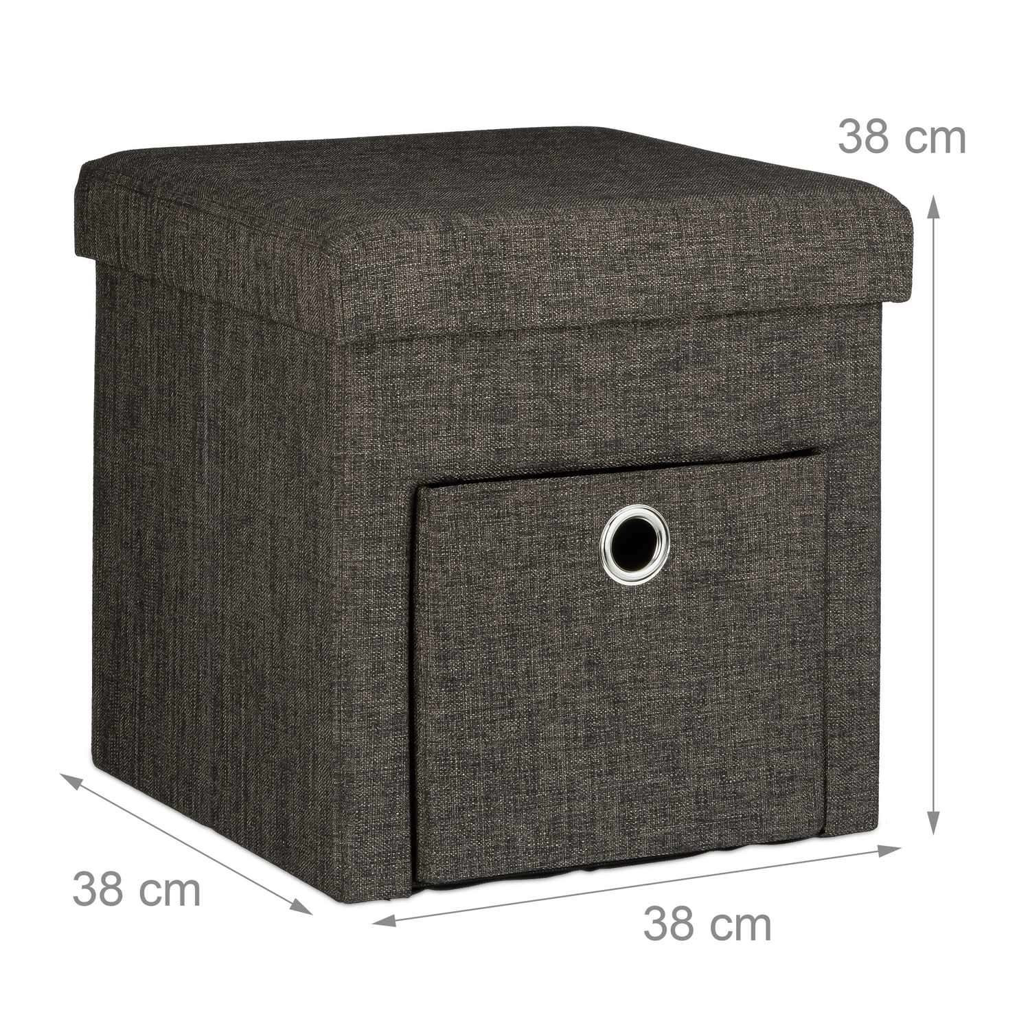 Folding stool in linen with compartment