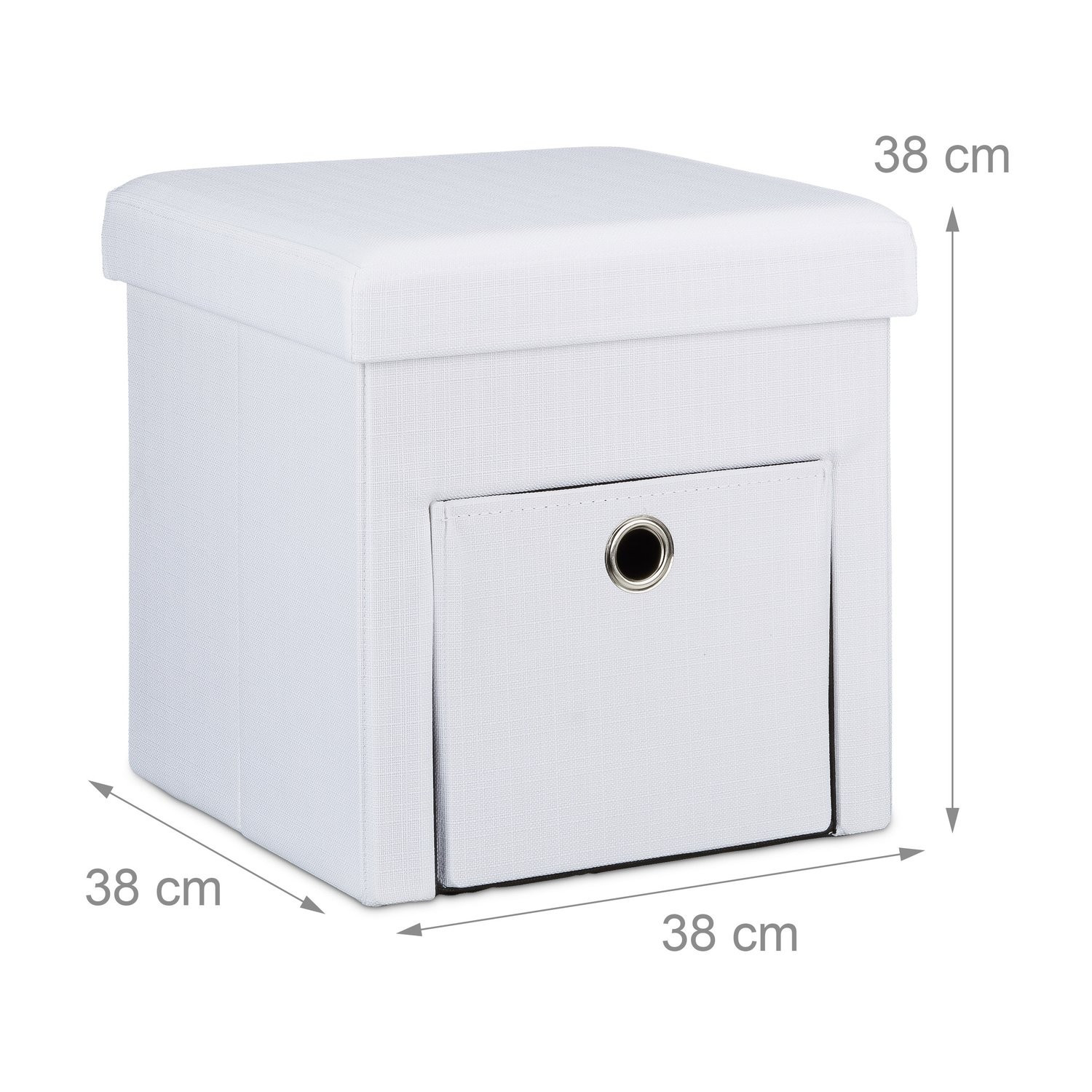 Taburete plegable de lino con compartimento