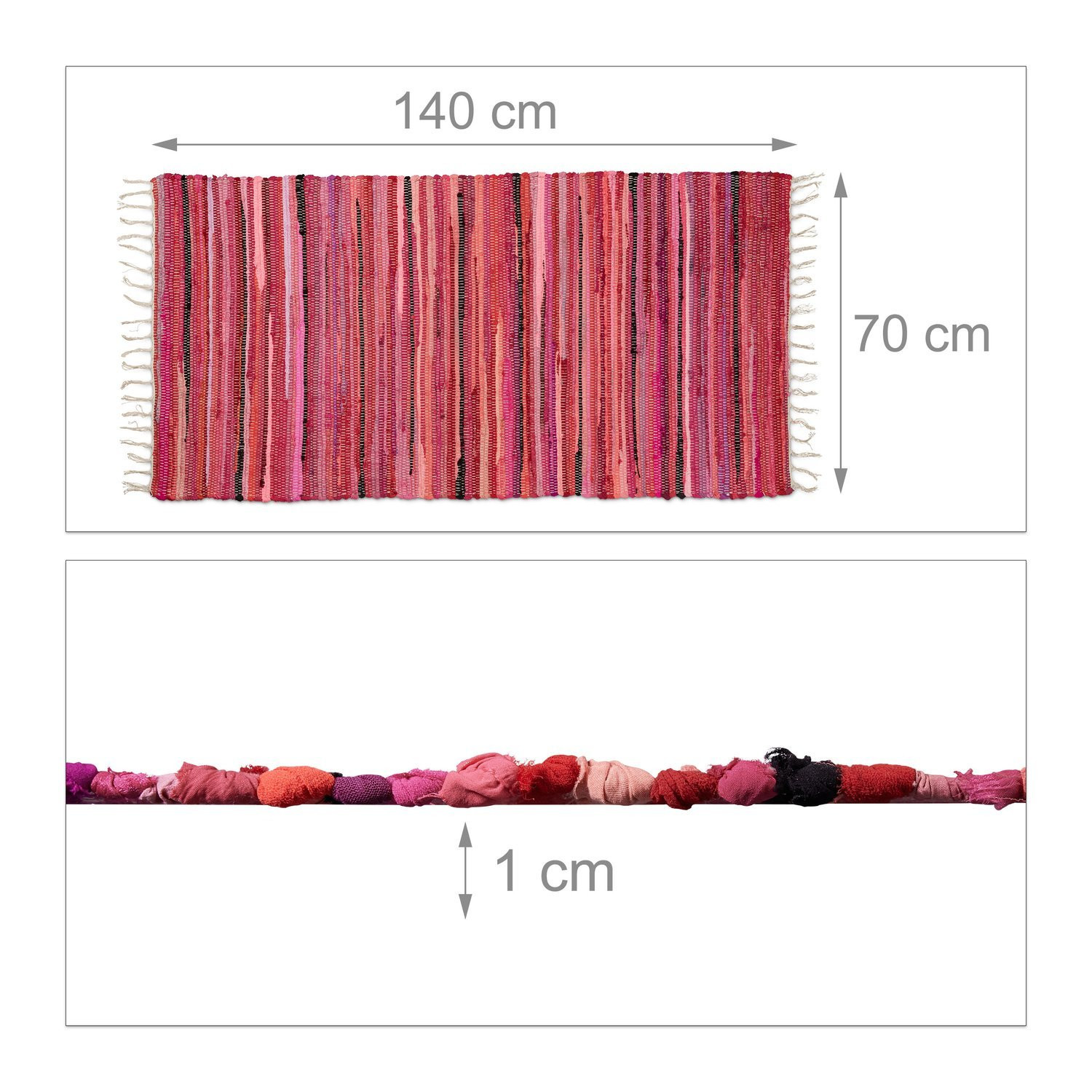Tapis en chiffon multicolore