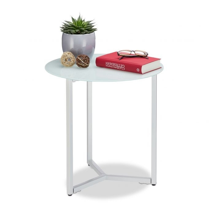 Mesa lateral em vidro e metal