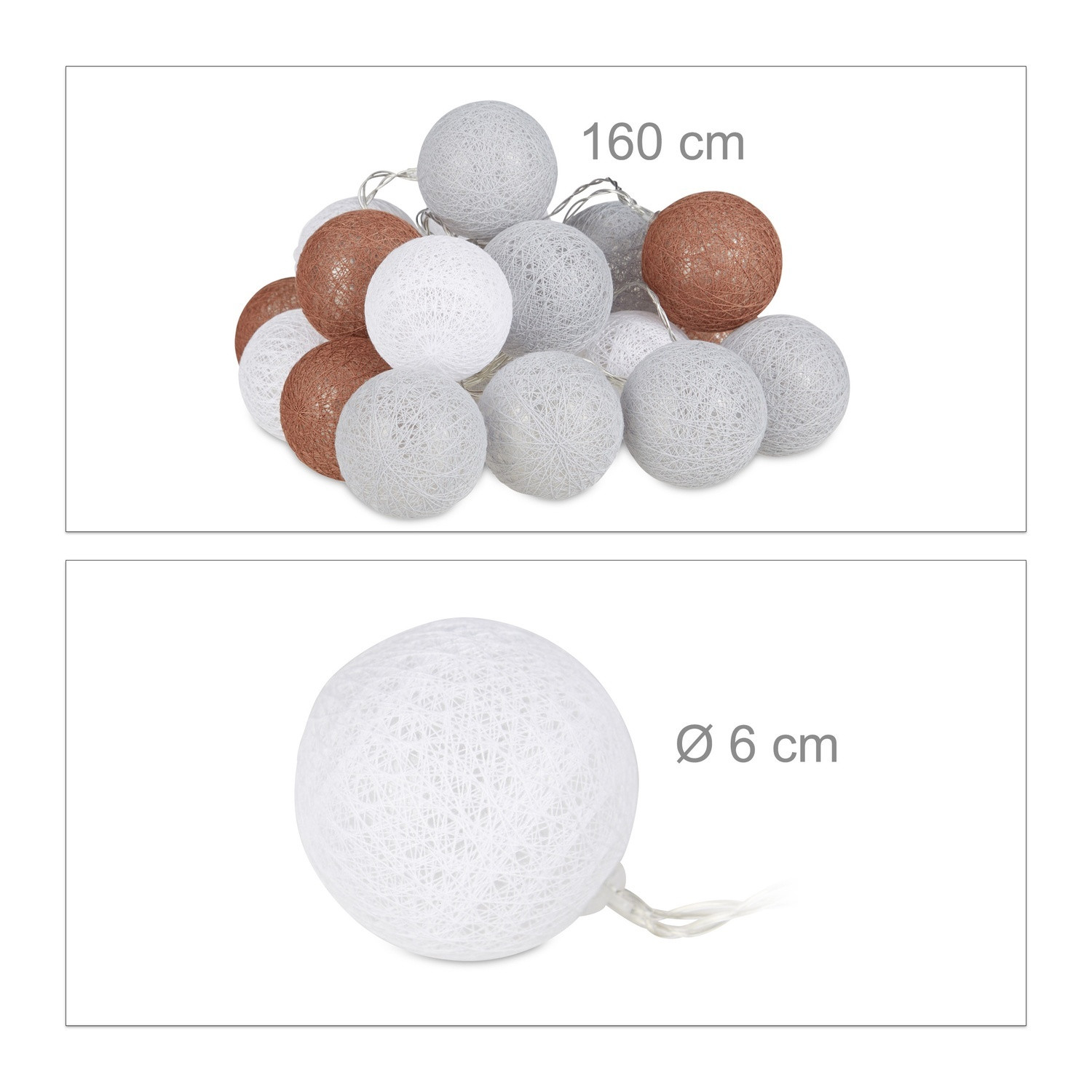 Corrente de luz LED com 20 bolas