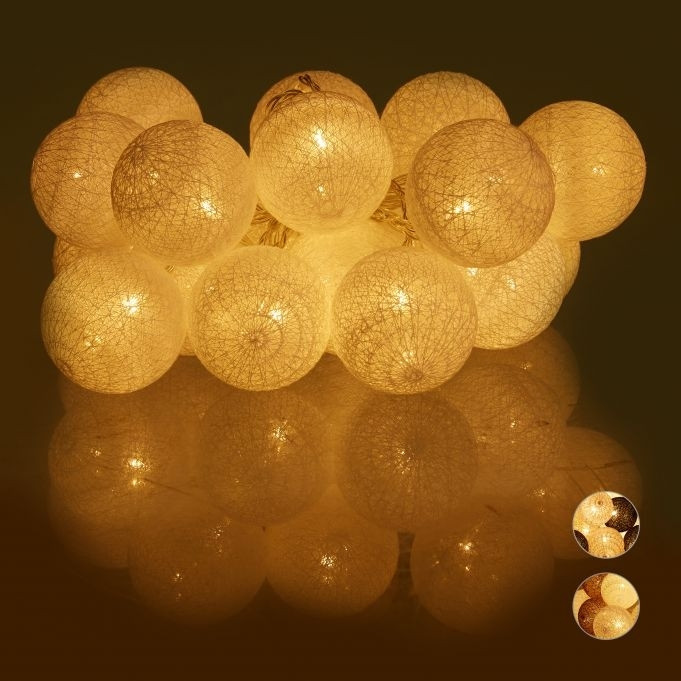 Corrente de luz LED com 20 bolas
