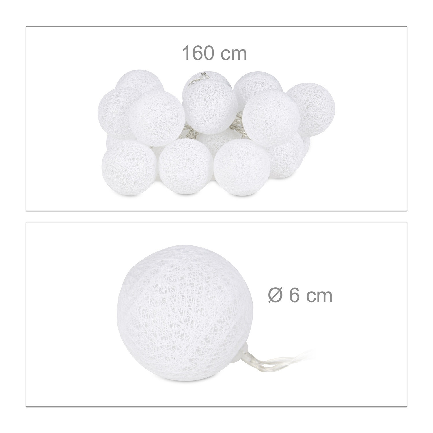 Corrente de luz LED com 20 bolas