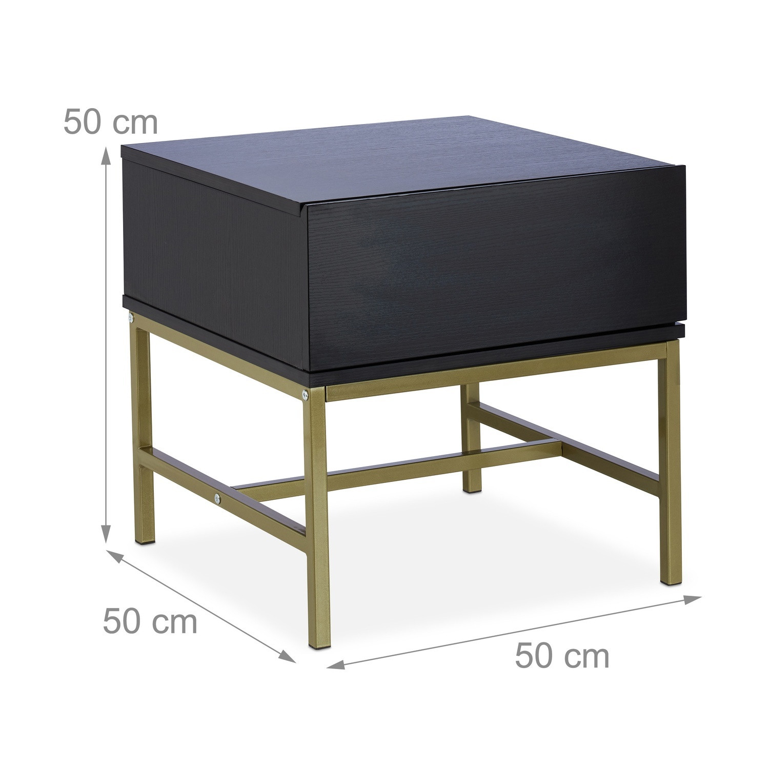 Comodino nero con cassetto
