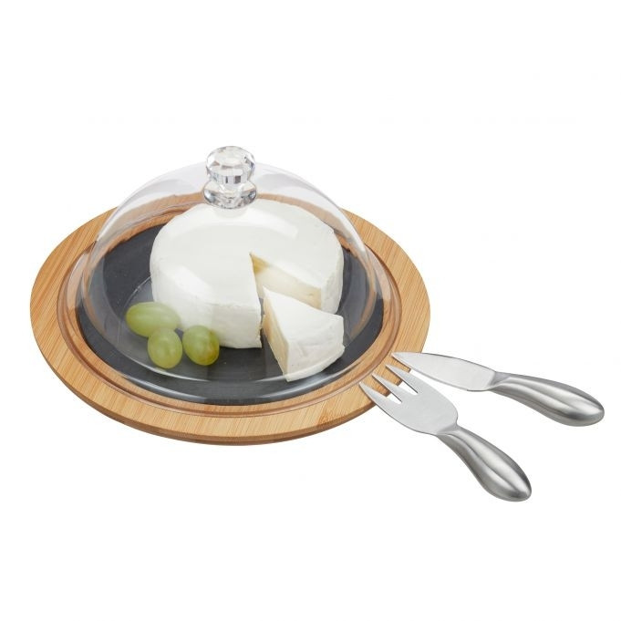Reloj de queso con cubiertos