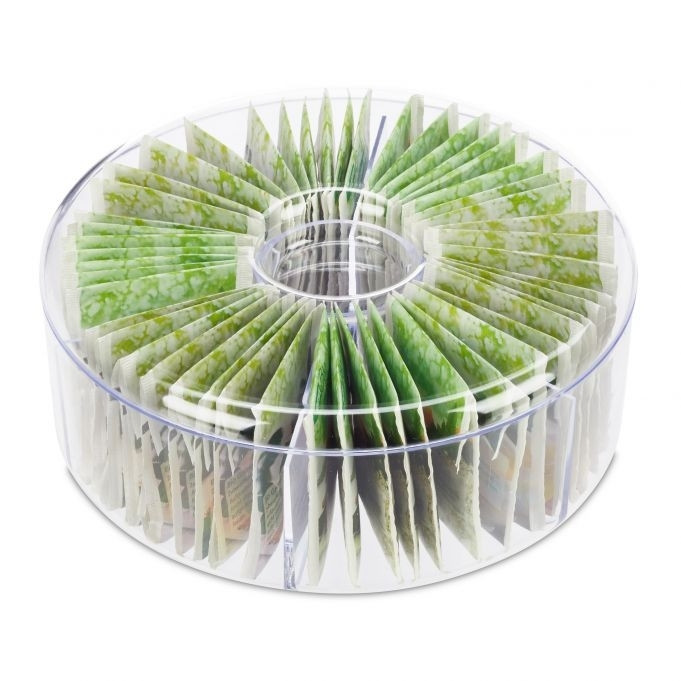 Runde transparente Teebox mit 6 Fächern