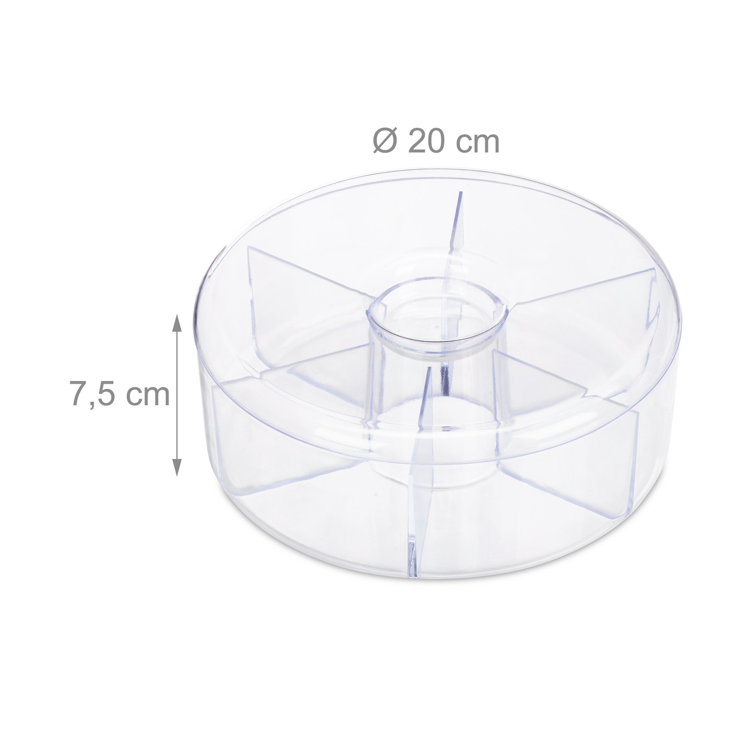 Runde transparente Teebox mit 6 Fächern