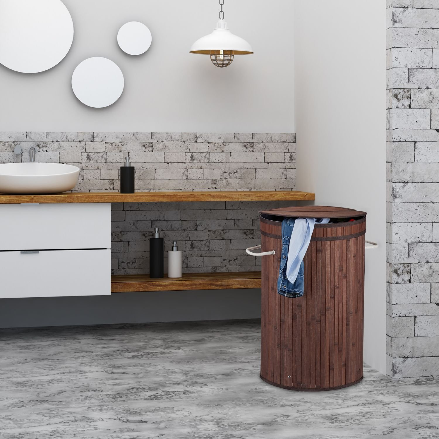 Bamboe wasmand met deksel