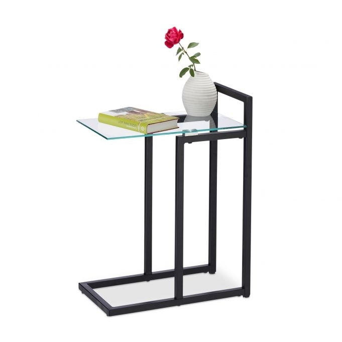 Mesa lateral em metal e vidro