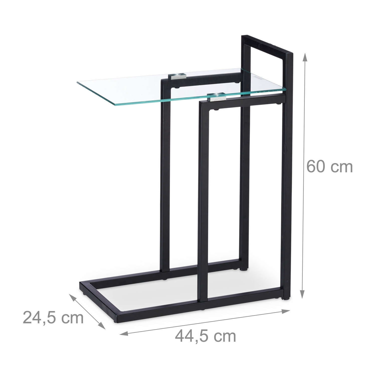 Mesa lateral em metal e vidro