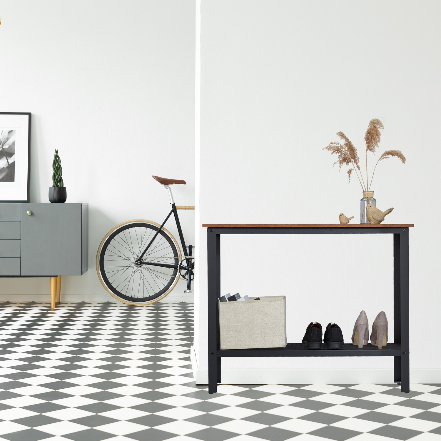 Mesa de console em design industrial