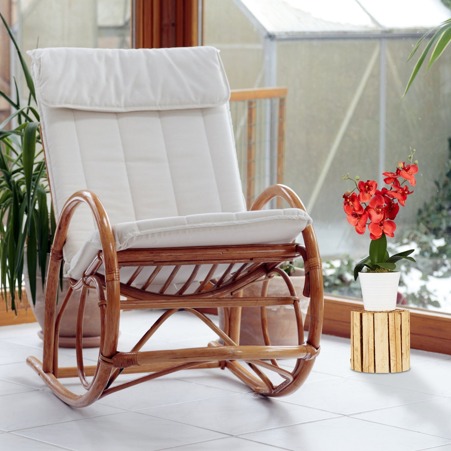 Tabouret à fleurs en épicéa