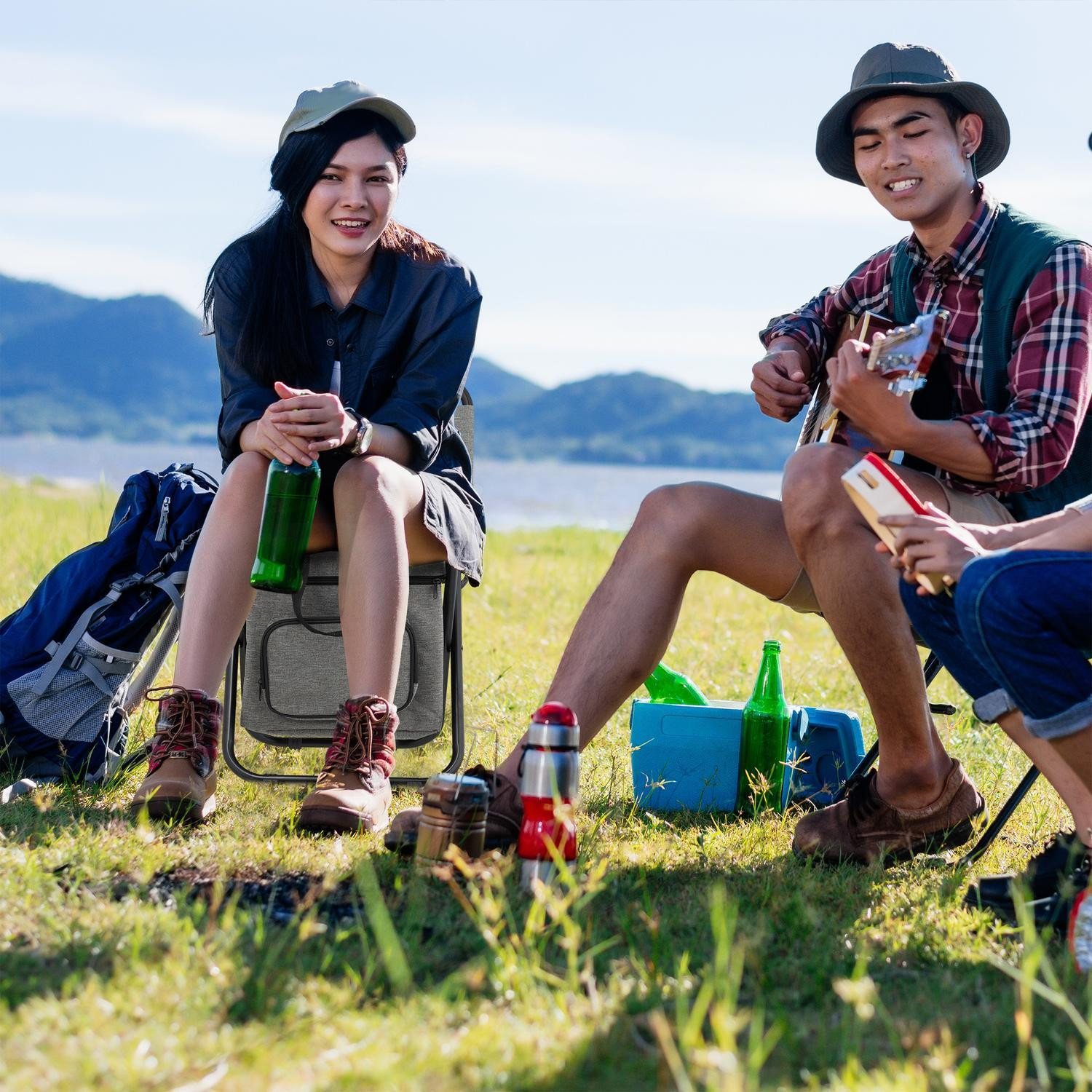 Taburete de camping con respaldo