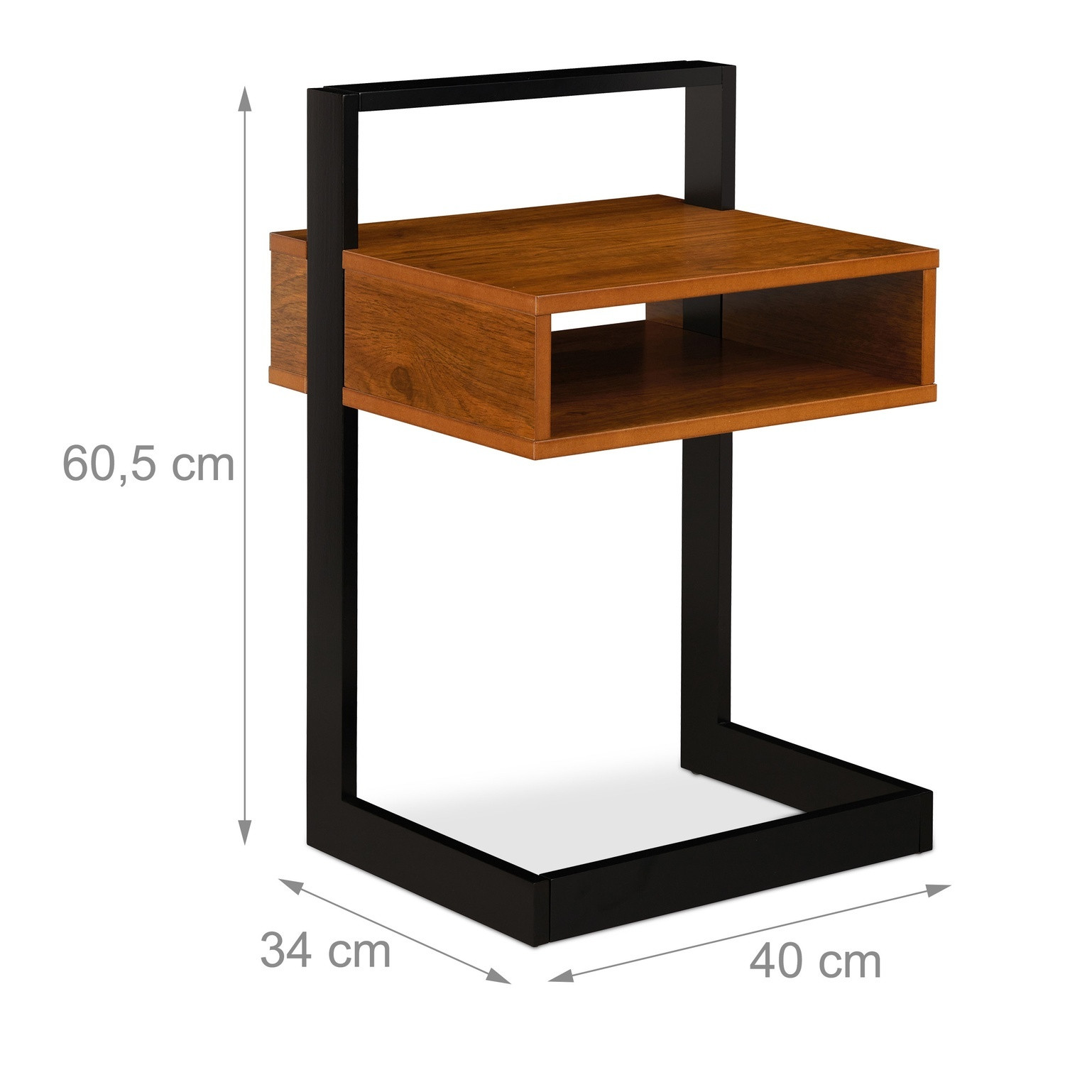 Table d'appoint aspect noyer avec compartiment