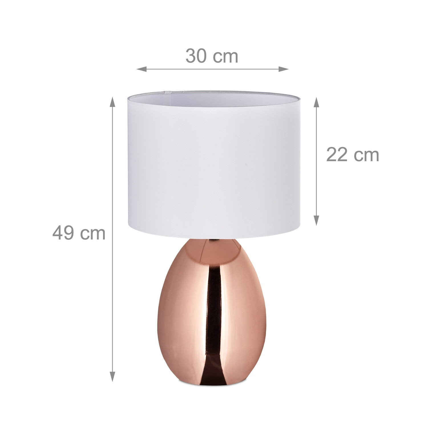 Große Nachttischlampe mit Touchfunktion Kupfer