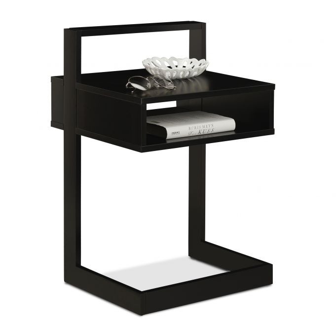 Side table with storage compartment black