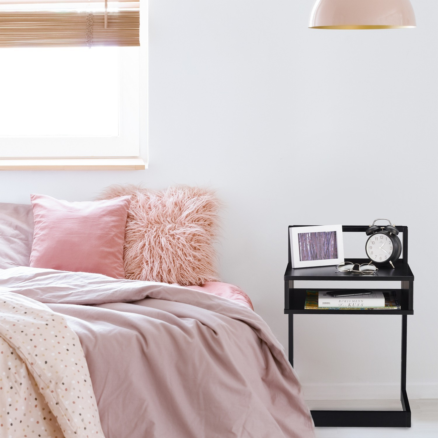 Table d'appoint avec compartiment de rangement noir
