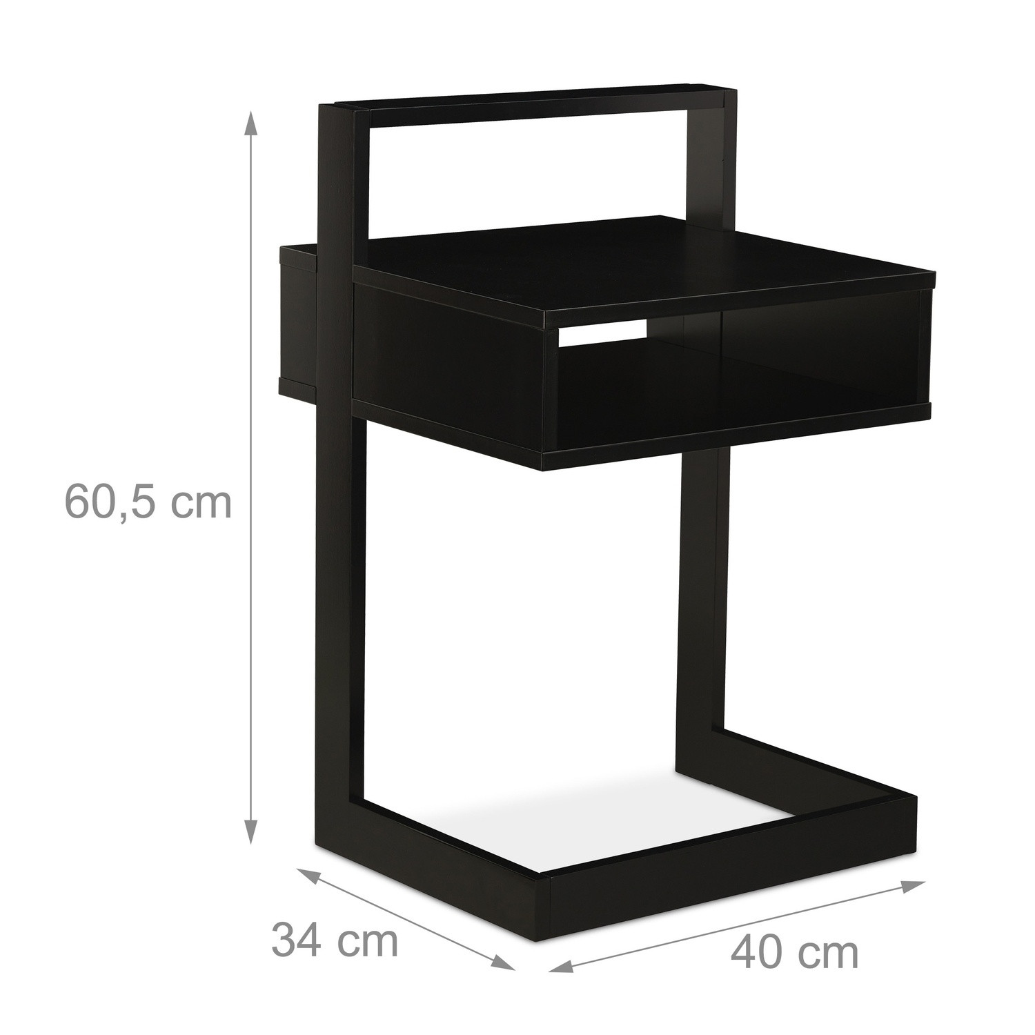 Table d'appoint avec compartiment de rangement noir