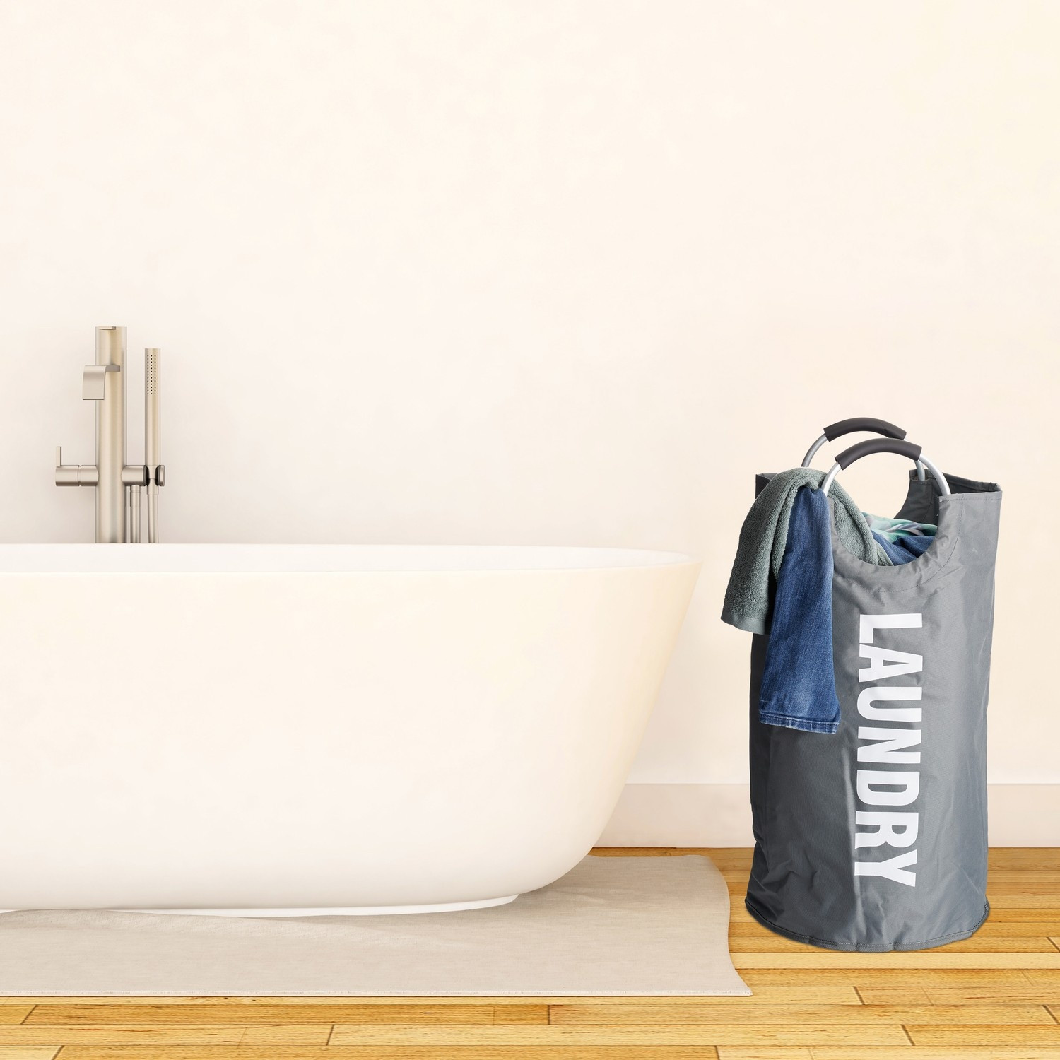 Panier à linge pliable avec poignée