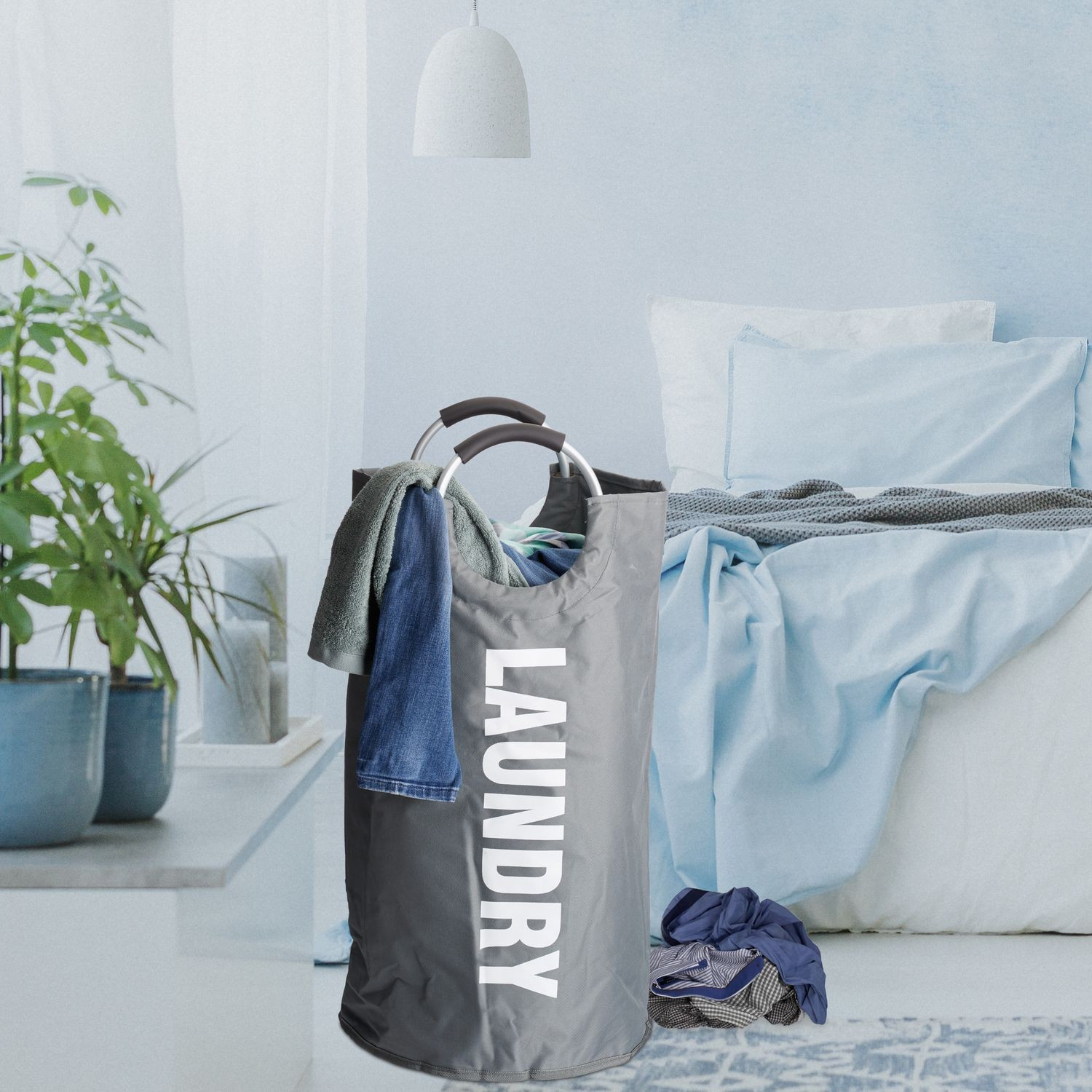 Panier à linge pliable avec poignée