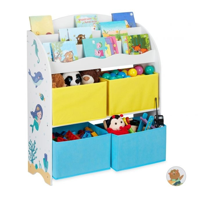 Kinderregal mit 4 Stoffschubladen
