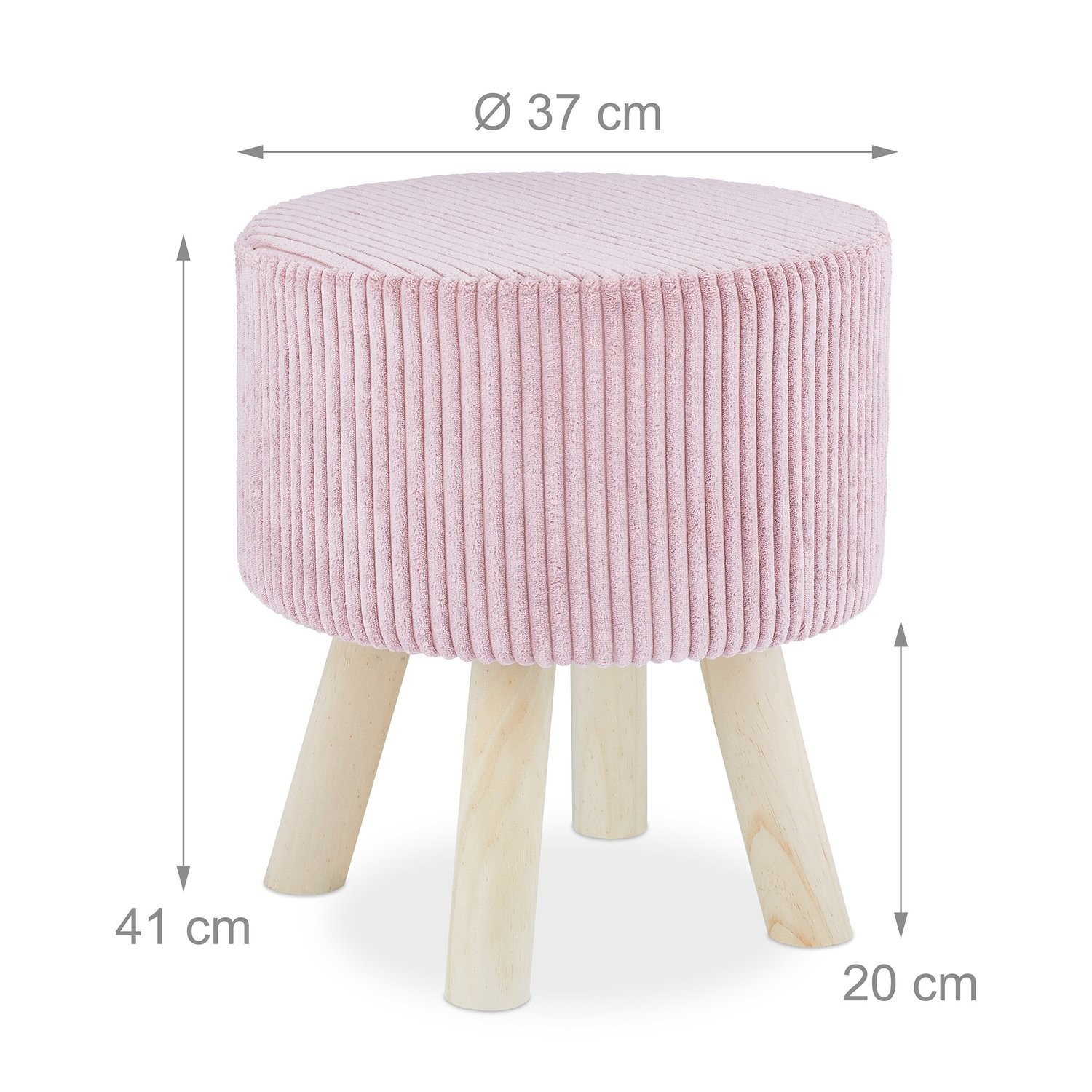 Taburete de terciopelo con patas de madera