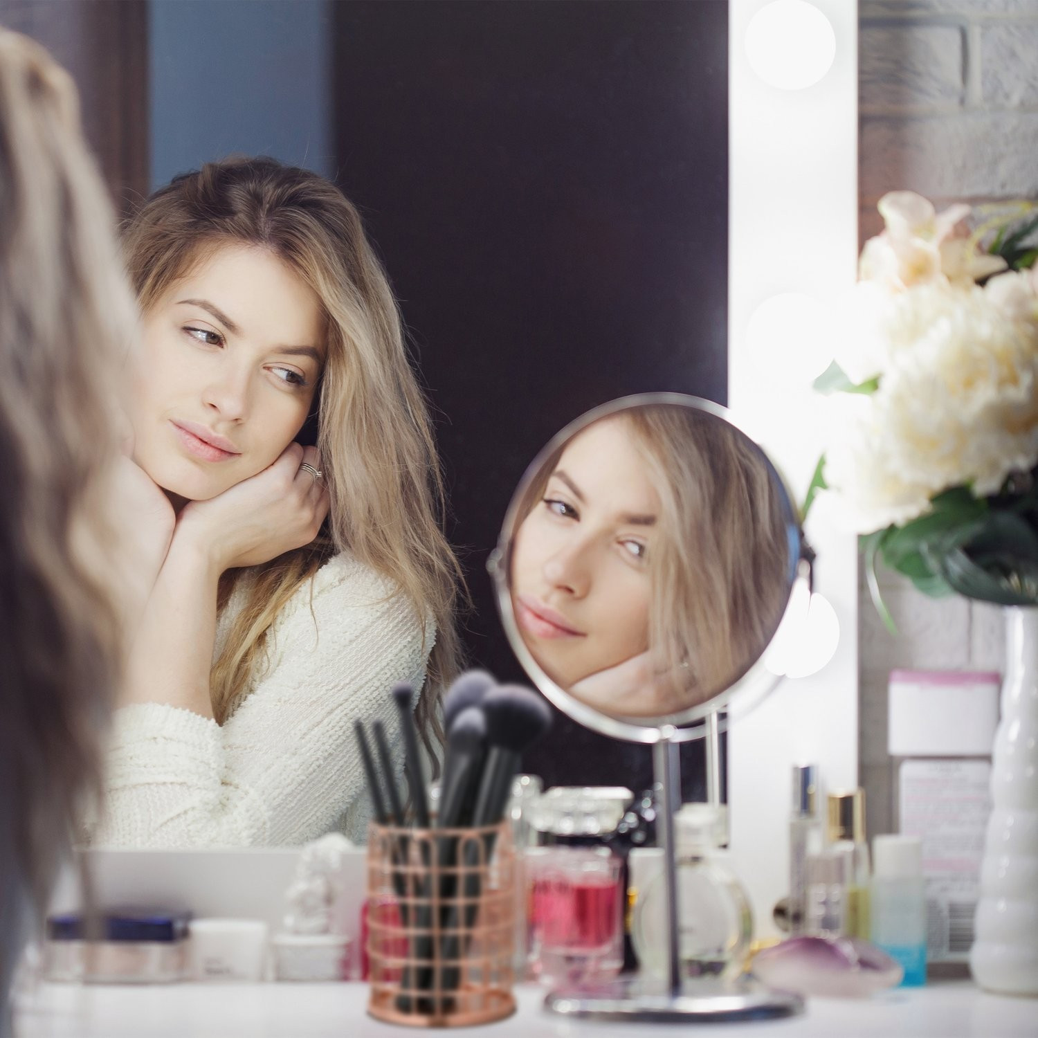 Supporto rotondo per pennelli da trucco