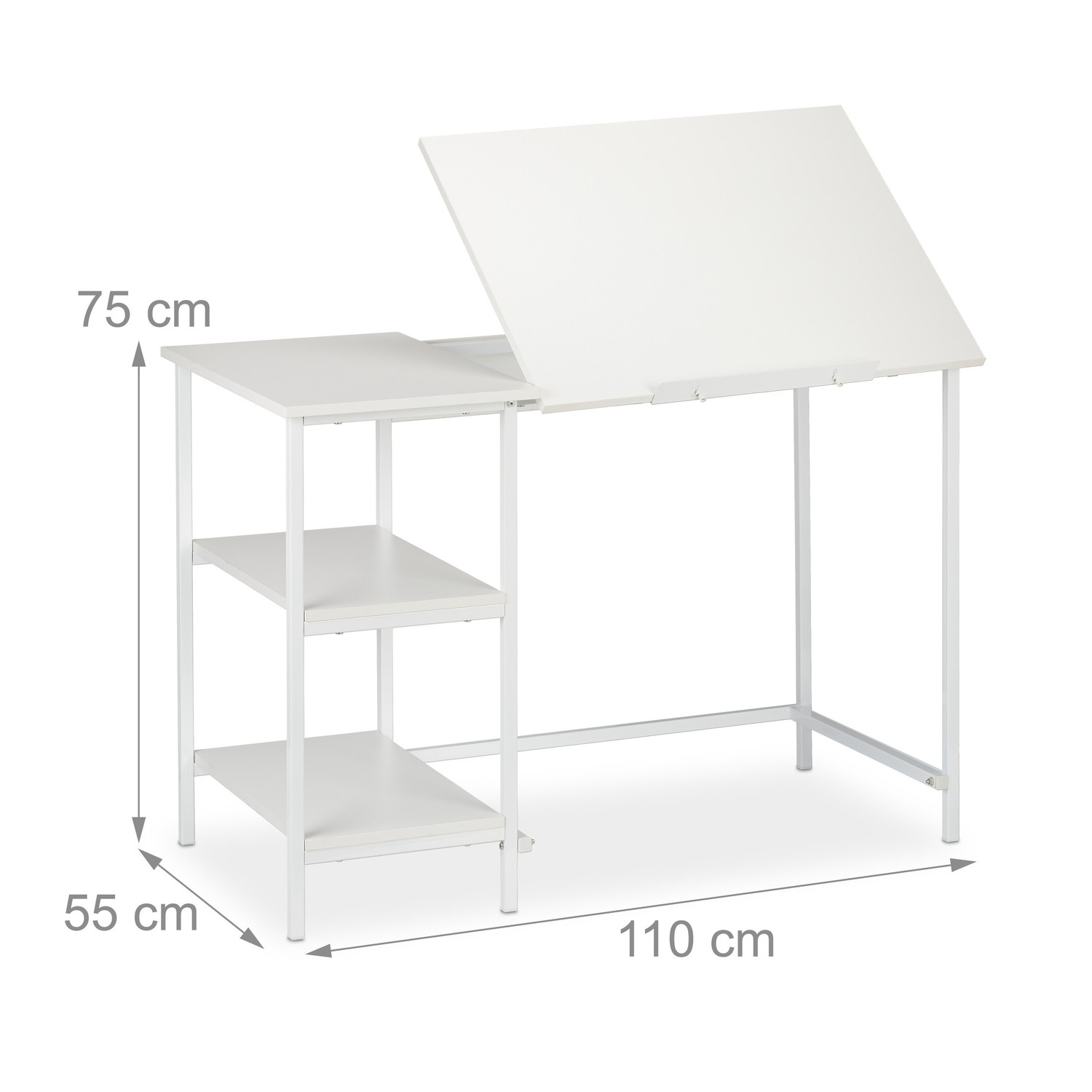 Mesa dobrável com 3 prateleiras