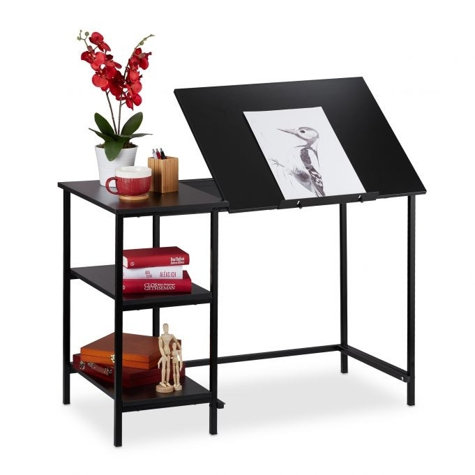 Bureau pliant avec 3 étagères