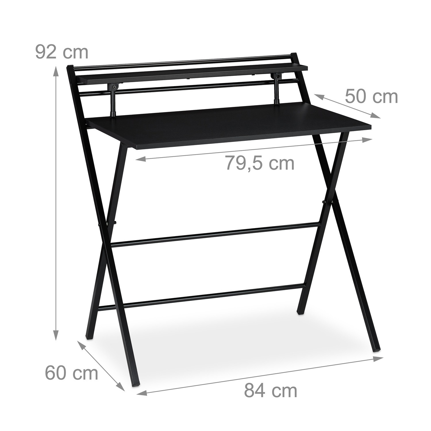 Folding desk with shelf